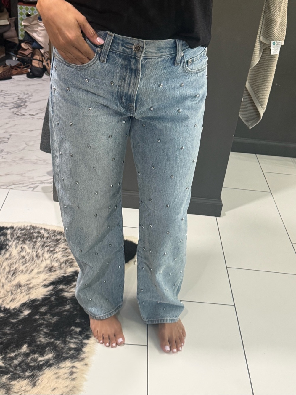 pistola Light Blue Studded Boyfriend Jeans